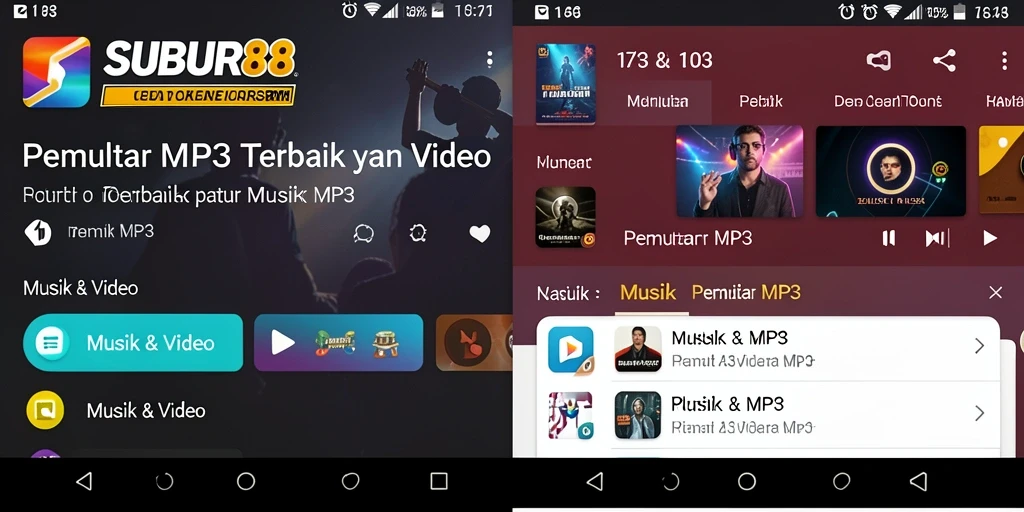 Antarmuka SUBUR88 yang intuitif untuk pemutar MP3.